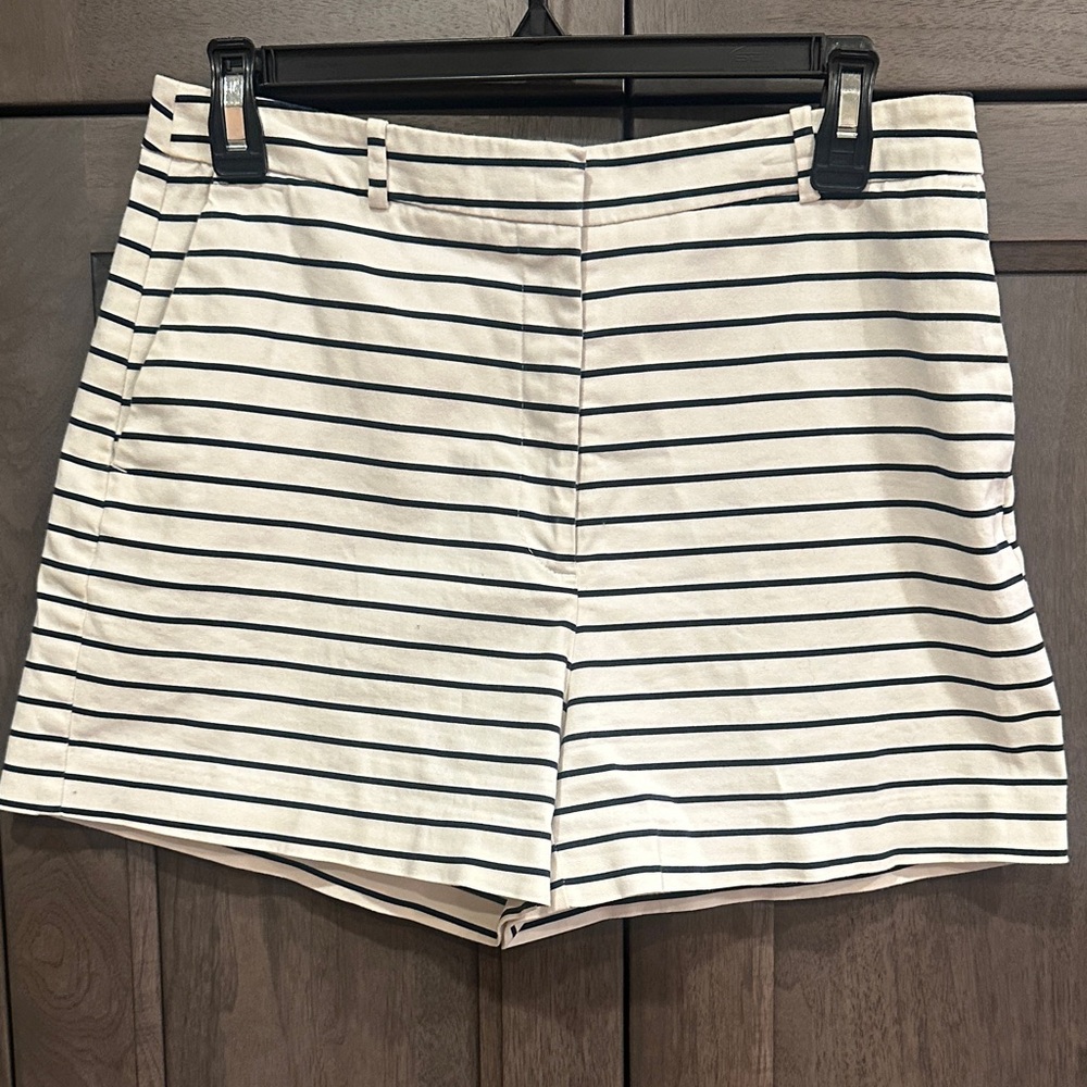 Zara White and Black Striped Women's Shorts